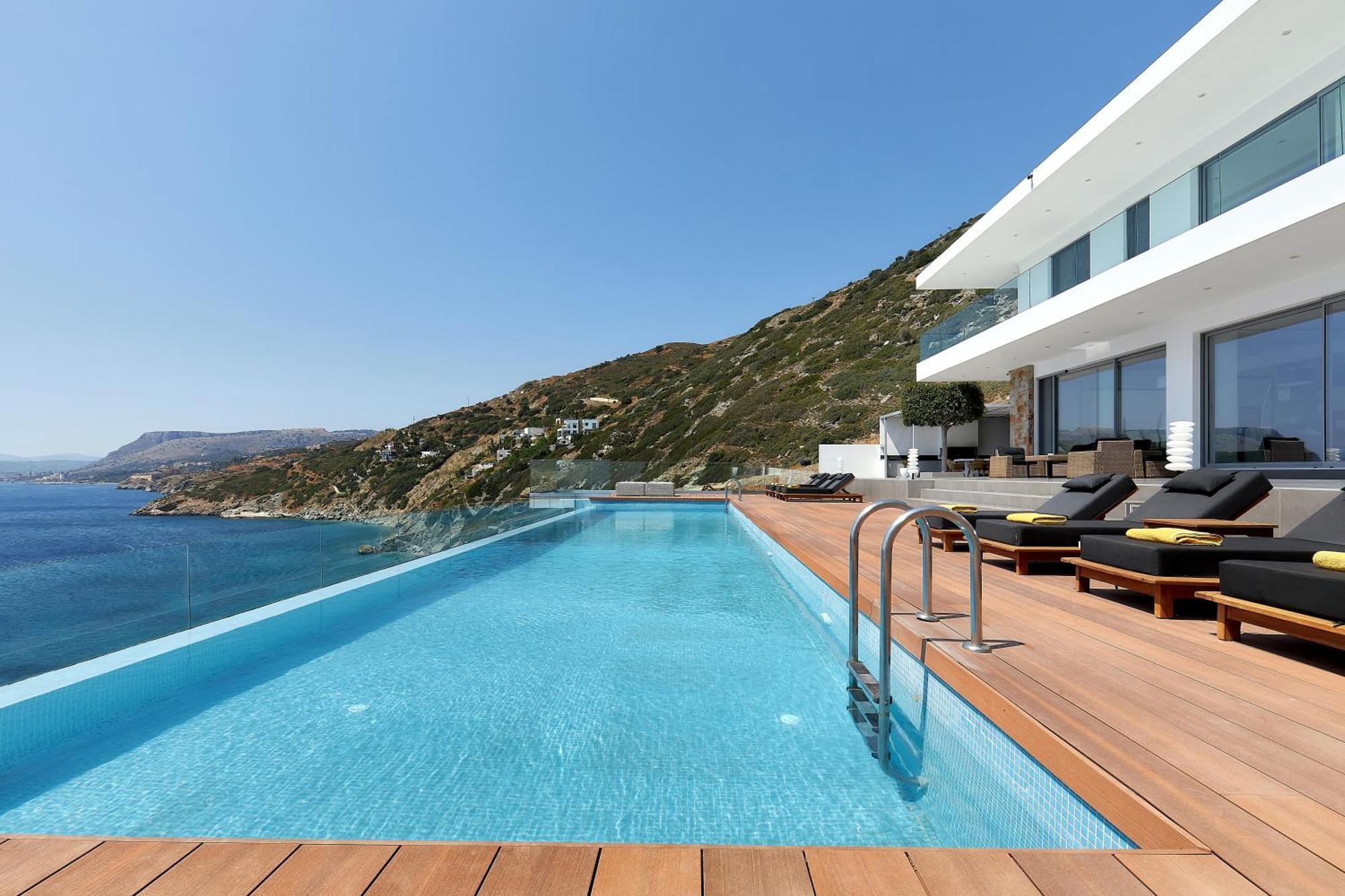 Beachfront Villa In Crete - Epavli Luxury Villa Agia Pelagia Exterior foto